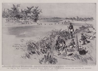 La guerre aux Philippines, troupes américaines traversant la rivière Bagbag avant la capture de Calumpit - Charles Edwin Fripp